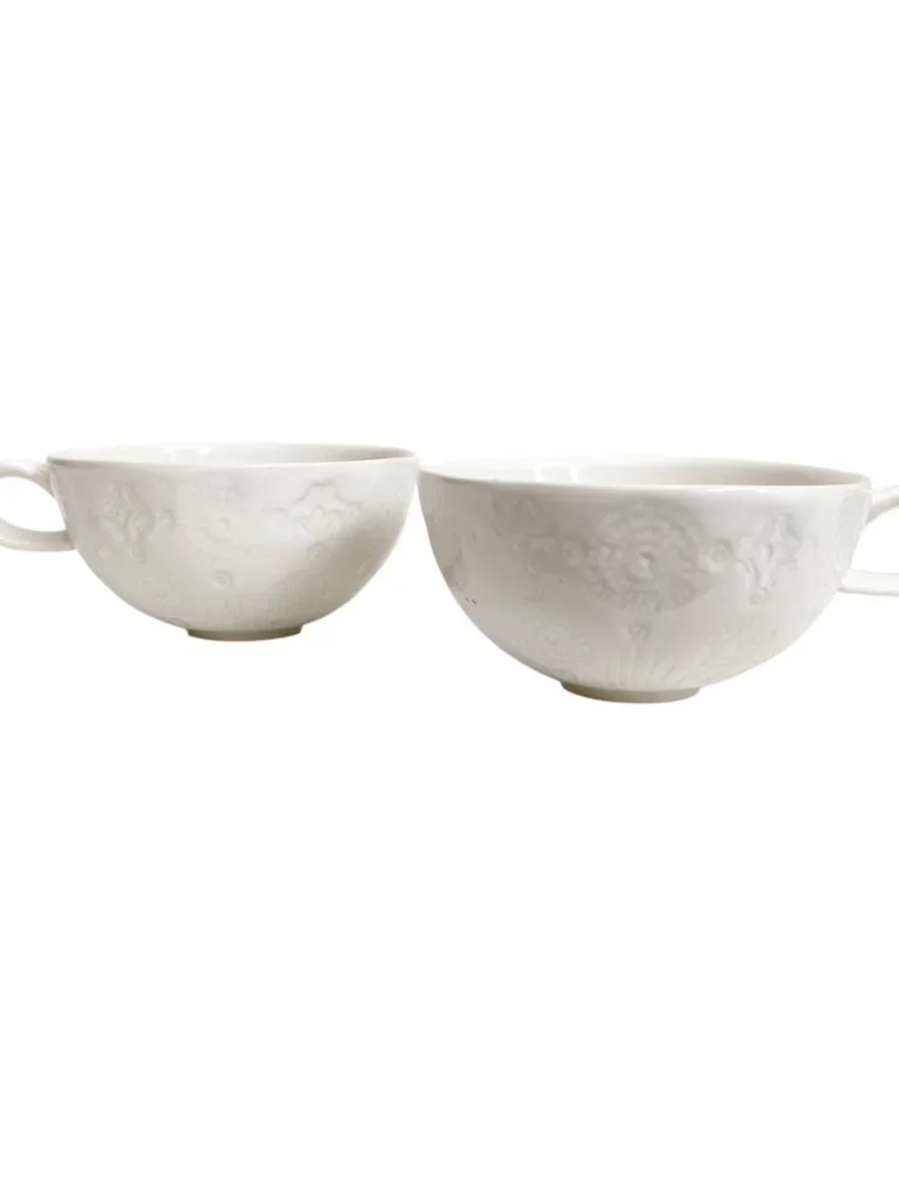 Anthropologie Havana Mugs Set: Embossed Clay, Dishwasher Safe, Portugal Made
